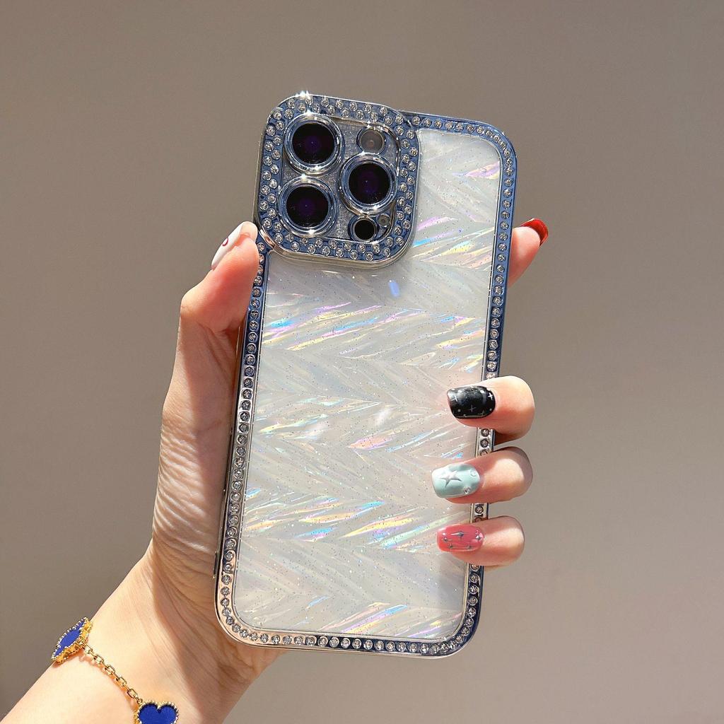 Посеребленный чехол для iPhone со стразами: Совместимо с iPhone 11 по 16, Чехол с клеевым покрытием от падений, Подходит для 14 Pro Max