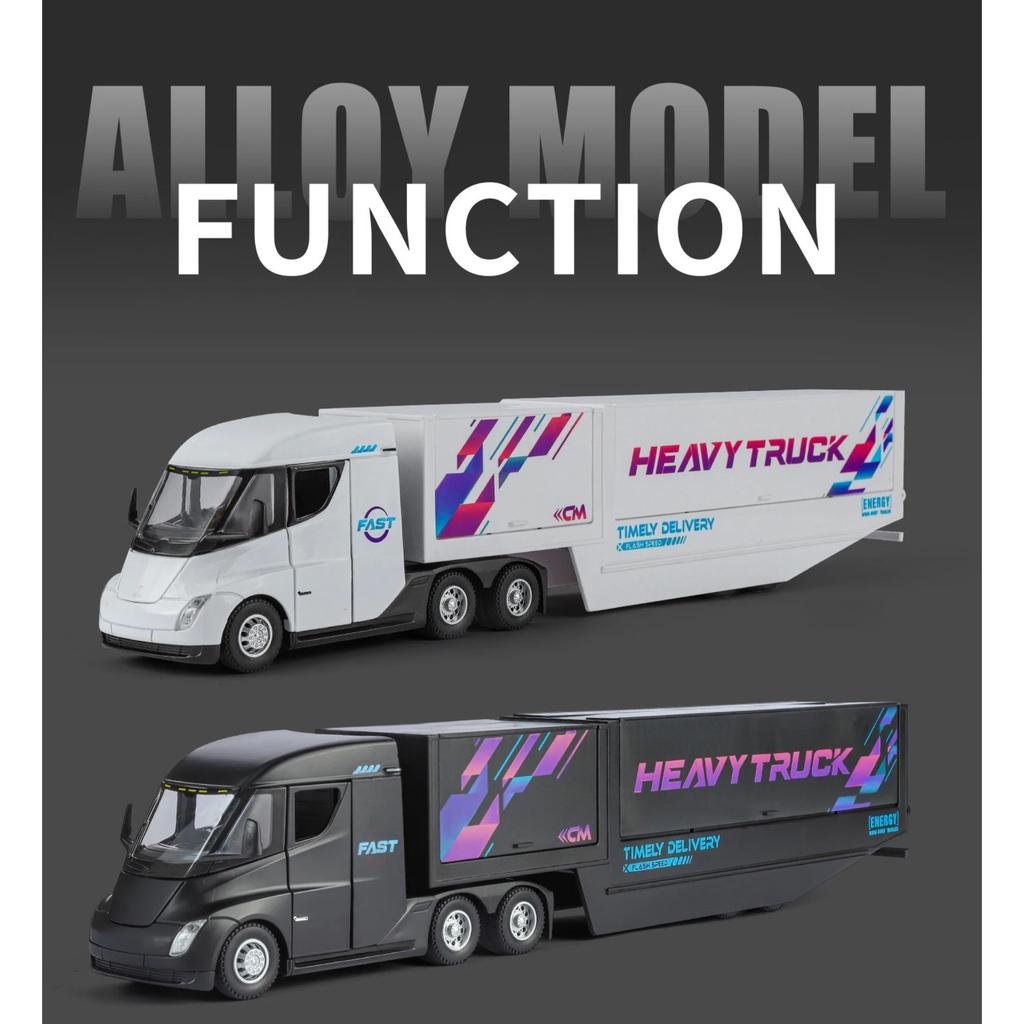 1/32 Semi Container Truck Transport Vehicle Truck Alloy Toy Car Model Sound and Light Children's Toy Collectibles Gift