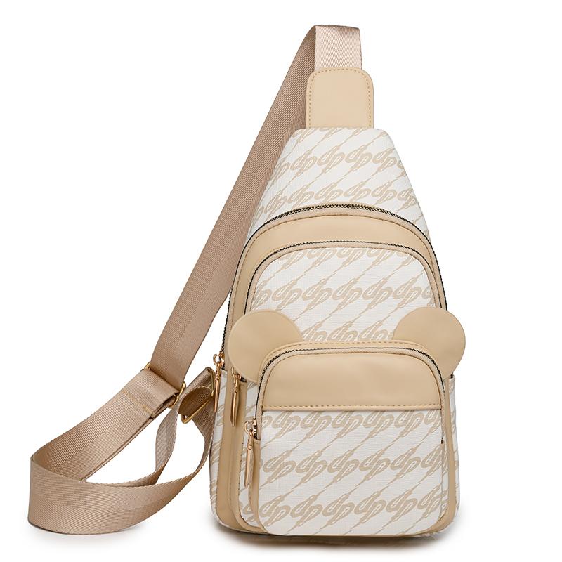 Print Chest Bag Women's Shoulder Bag Multi-Functional Soft Leather Crossbody Bag