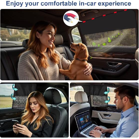 Солнцезащитный козырек на заднее стекло, 2 шт., Магнитные двухслойные солнцезащитные козырьки на боковые стекла автомобиля для ребенка, Полузатемняющие и полупрозрачные чехлы на заднее стекло от солнца и