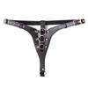 Sexy Adult Underwear with Three Adjustable Leather PU Chastity Pants for Couples To Flirt with