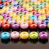 20 шт. 15 мм однотонные смешанные цвета акриловые бусины-колеса с большим отверстием, жемчужные, радужные, для DIY ручек, цепочек для мобильных телефонов, ювелирных изделий, производства