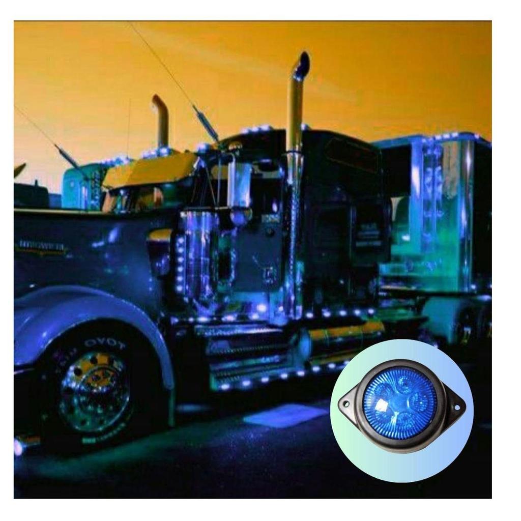 LED Outline Side Marker Lights 24V Waterproof Clearance Lamp Blue for Truck Trailer Bus Commercial Vehicles (Pack of 15)