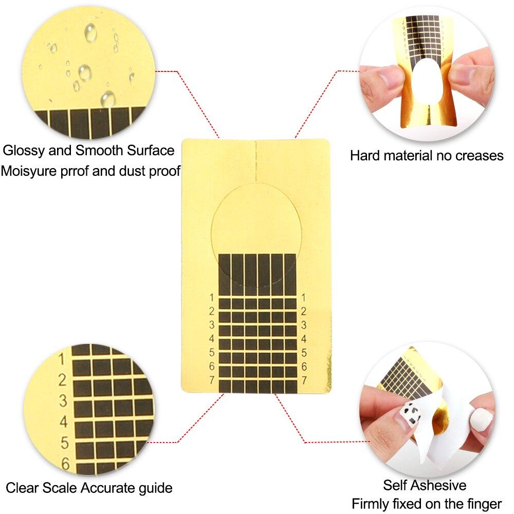 100 шт./рулон, французские ногти, форма для наращивания ногтей, гель-форма для наращивания ногтей, акриловые наклейки, завитки, двойные формы, трафарет для маникюра, искусство, сделай сам, направляющие инструменты