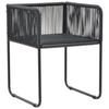Garden Chairs Set of 6 with Cushions Poly Rattan Black
