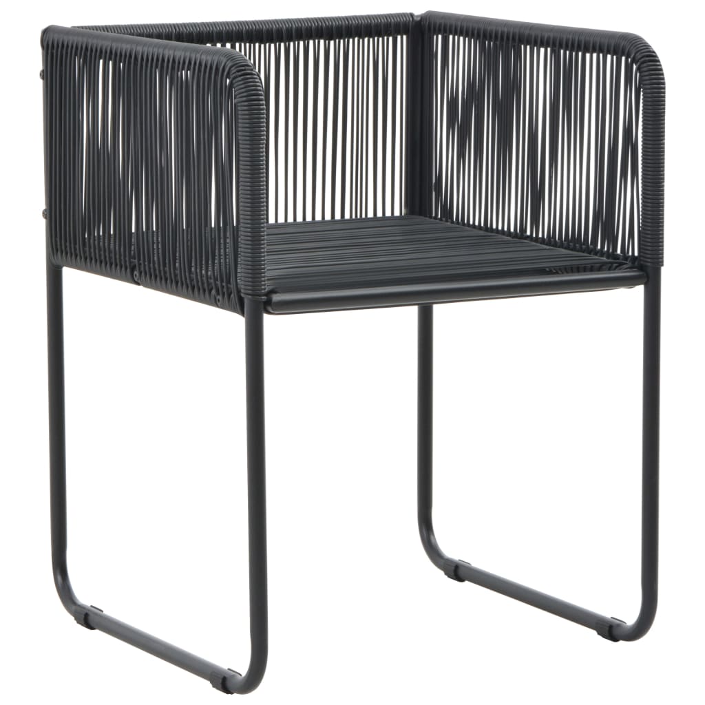 Garden Chairs Set of 6 with Cushions Poly Rattan Black