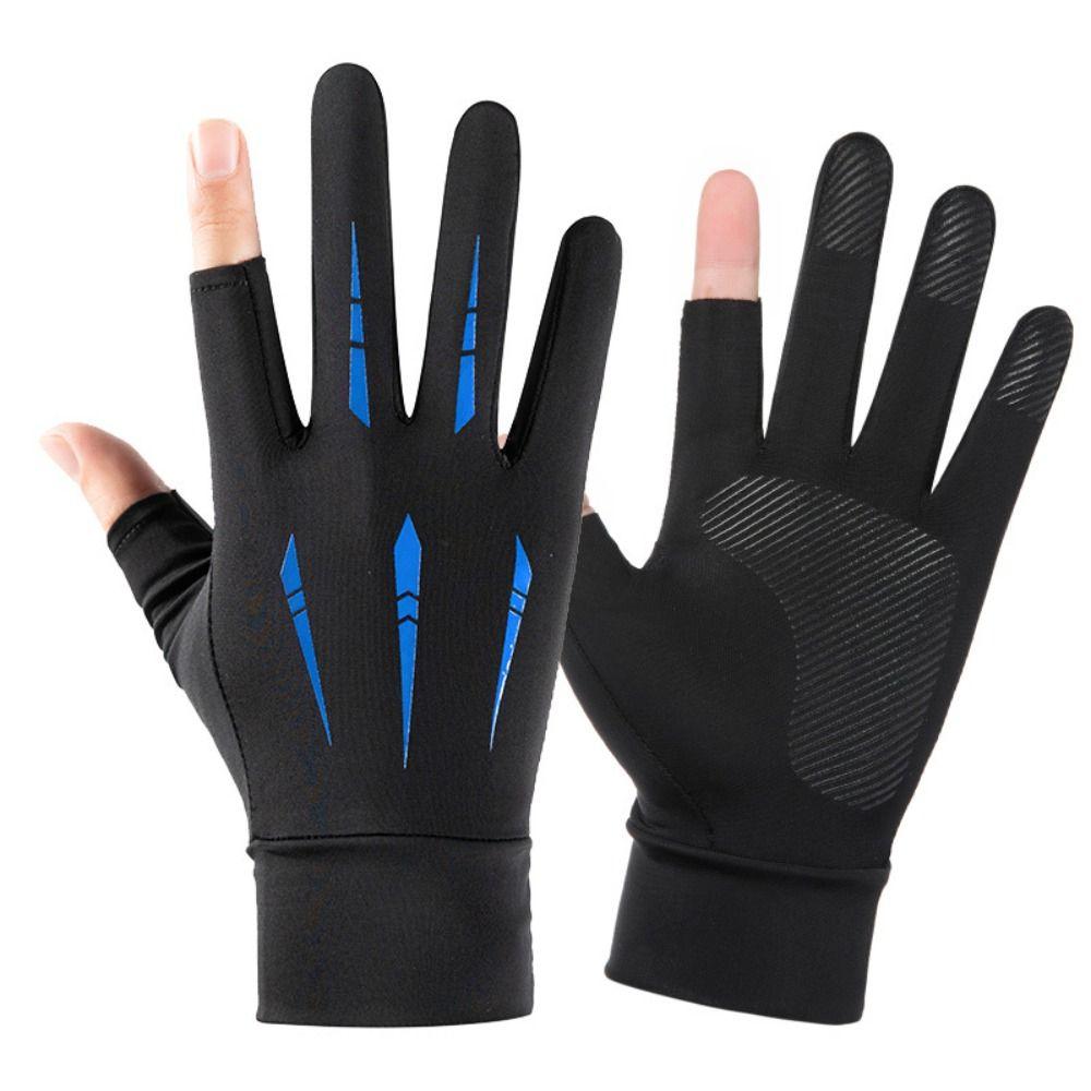Fingers Outdoor Thin Mesh Opened Fingertip Semi-finger Two Finger Summer Gloves Ice Silk Gloves Anti-UV Gloves Sunscreen Gloves