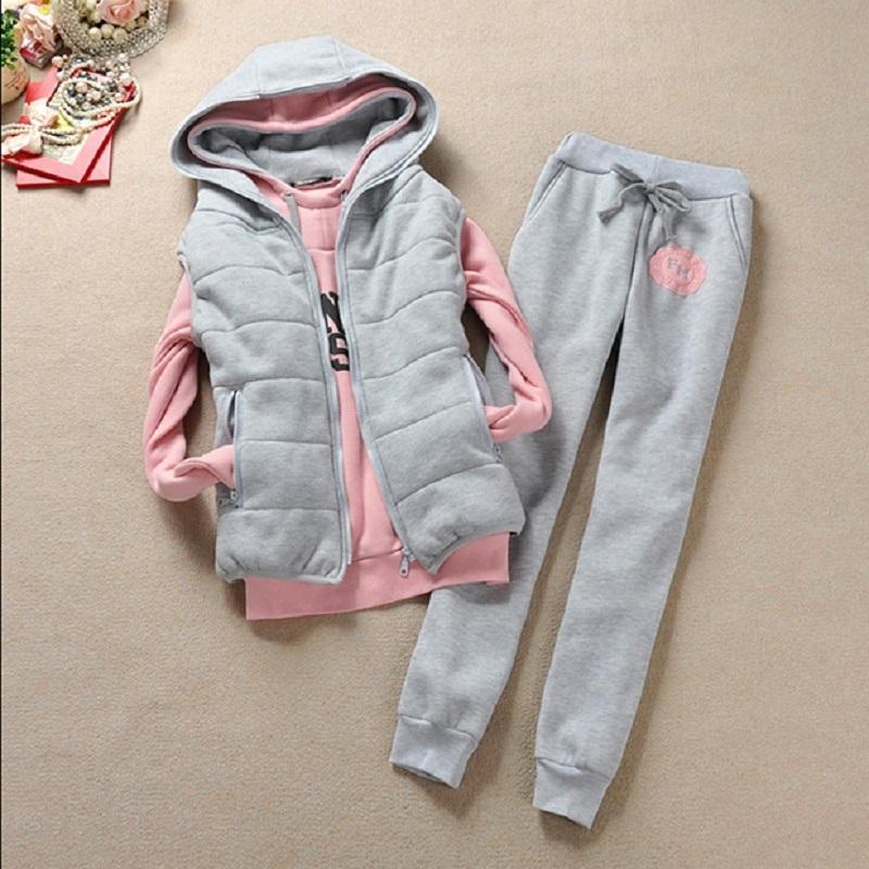 Autumn and Winter Fashion Women Suit Women's Tracksuits Casual Set with A Hood Fleece Sweatshirt Three Pieces Set