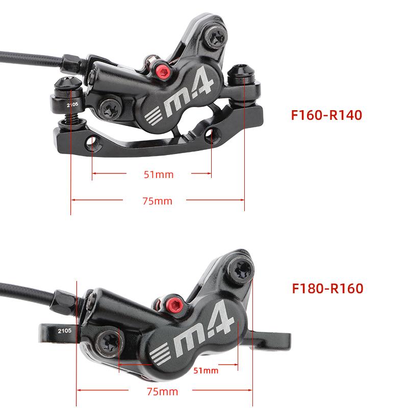 MEROCA M4 4-Pistons MTB Hydraulic Disc Brake 800/1400mm Bicycle Oil Brake with Safety Features and Rotor Parts for Bicycles