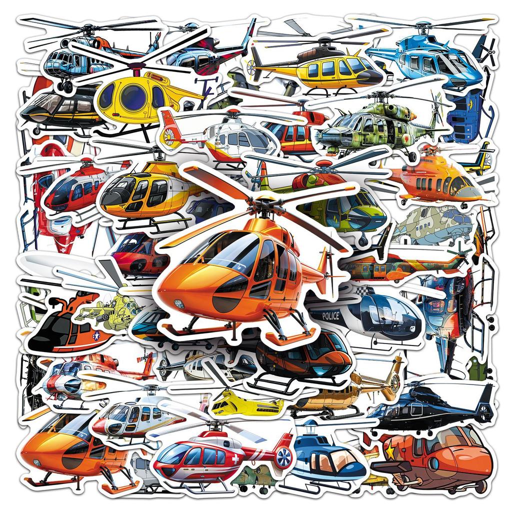 50/100PCS Cartoon Helicopter Stickers Cool Transportation Waterproof Decoration DIY Notebook Stickers
