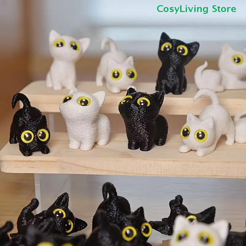 3D-печатные ornaments с большими глазами, мини-статуэтки кошек, миниатюрные милые котята, поделки для микро-ландшафтов, маленькие ornaments, украшение для рабочего стола