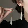 Textured Teardrop Pearl Earrings For Women, Design, High-end , Two-way Earrings.