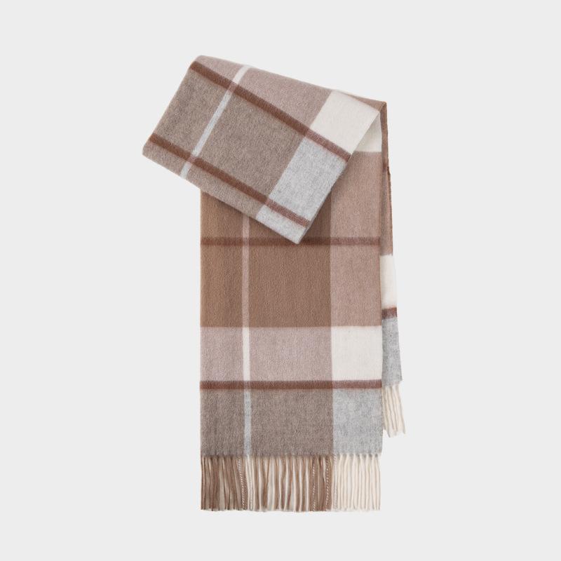 Осенне-зимний новый женский шарф из 100% шерсти с первоклассным ощущением, простая и универсальная клетчатая шаль, удлиненный шарф для мужчин