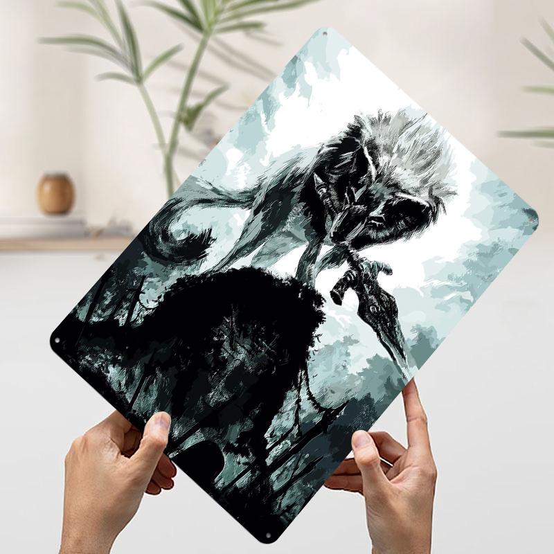 Dark Wolf Kitsune Metal Poster Customized Wall Art Retro Vintage Tinplate Signs for Man Cave Room Accessories Office Decoration
