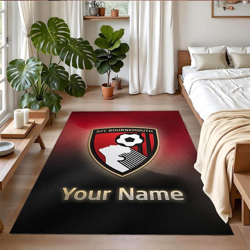 Crystal Velvet Rug Custom Name Text, Soft Non Slip Floor Mat Home DecorBournemouth Football