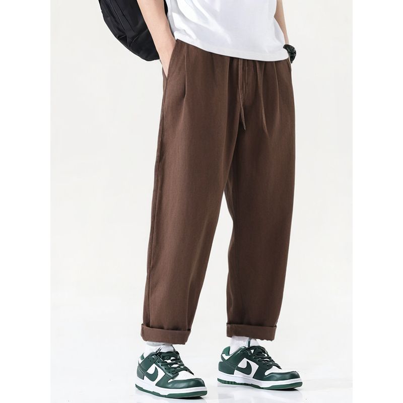 American Retro Pure Cotton Loose Cargo Pants Men's Spring and Autumn Maillard Brown Pants Export Men's Pants Casual Pants