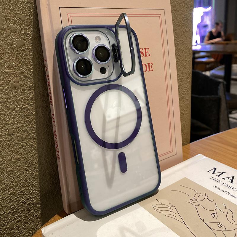 Матовый чехол для телефона для iPhone 17 16 15 14 13 12 11 Pro Max Plus Air для Magsafe Прозрачный магнитный держатель Защитная крышка для объектива