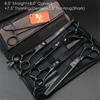 7.0" 8.0 Ch Profional Pet Scissors for Dog Groomg Straight & Thng & Curved Shears FeShark Teeth 4pcsSet +Comb Bag