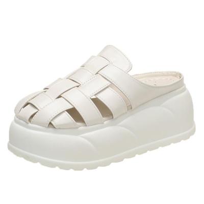 Модные сандалии из синтетической кожи с микрофиброй толщиной 7,5 см, туфли-лодочки на платформе и танкетке, нескользящие туфли на плоской подошве, летняя женская обувь с открытым носком 2024 г.