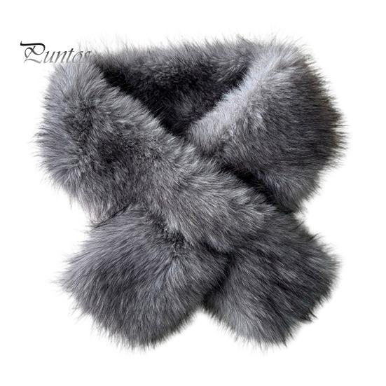 Winter Gifts for Women Plush Cross Scarf, Stylish Faux Fur Neck Warmer, Soft Velvet Gaiter Double-Sided Thermal Wrap Elegant Scarf Ladies Girls Fox