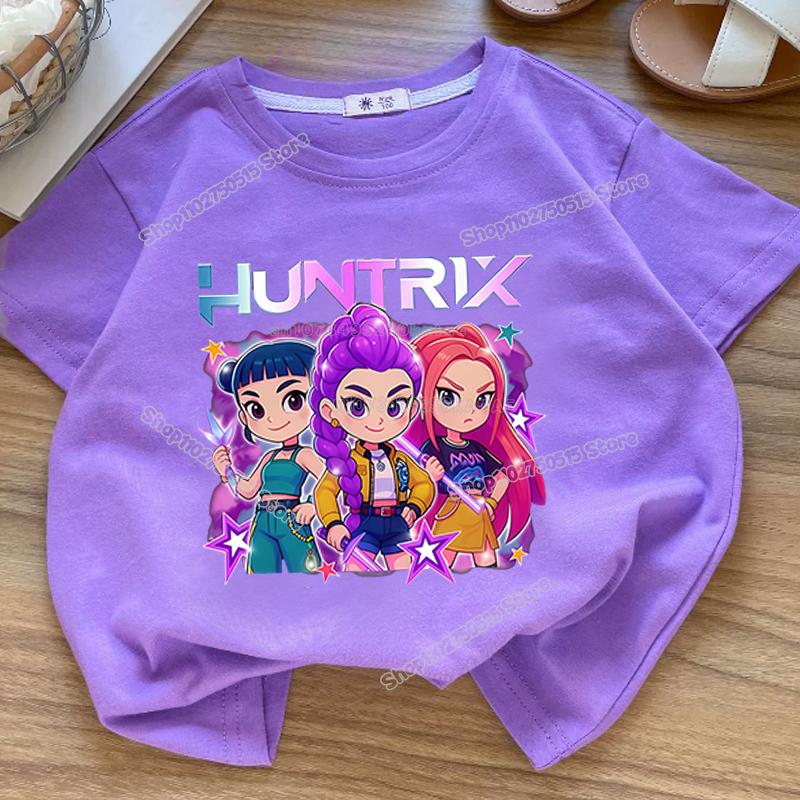 Summre Girl Demon Hunters Clothes Short Sleeve T Shirt Kids Summer Casual Tops Cartoon Toddler Cotton Tee