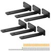 Shelf Bracket, 8”L x 4”W x 1.6”H 6 Pcs, Heavy Duty Floating Shelf Brackets, Brackets for Shelves, 5mm Thick Matte Black L Shelf Bracket,Steel Shelving