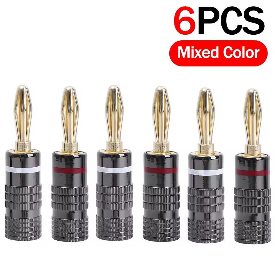 Universal Gold-plated Metal Banana Plugs Solder Free 4MM Banana Connector with Screw Lock For Audio Jack Speaker Amplifier PlugsGood product