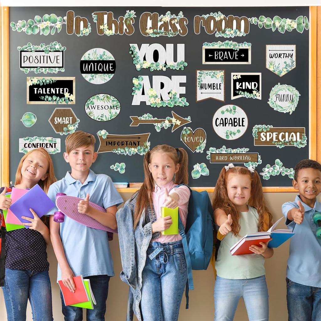 Eucalyptus Positive pirational Affirmation Bulletin Board Decor Nature Classroom Decor Classroom Greenery Themes Decoration Sets