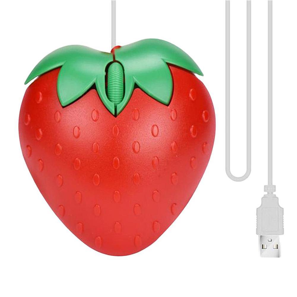 1 шт. USB Питание Милая Клубника Проводная Мышь Мини-Мышь O9E0