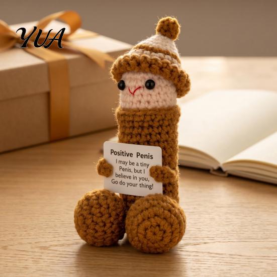 Emotional Support Gift for Family Handmade Crochet Ornament, Funny Positive Desk Buddy, Cute Festive Ornament Figurine, Keepsake Friends