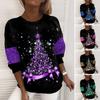 Женская толстовка с длинным рукавом, потрясающий визуальный эффект, эластичная, сохраняющая тепло, полиэстер, женская осенняя толстовка с принтом рождественской елки, подарок для леди