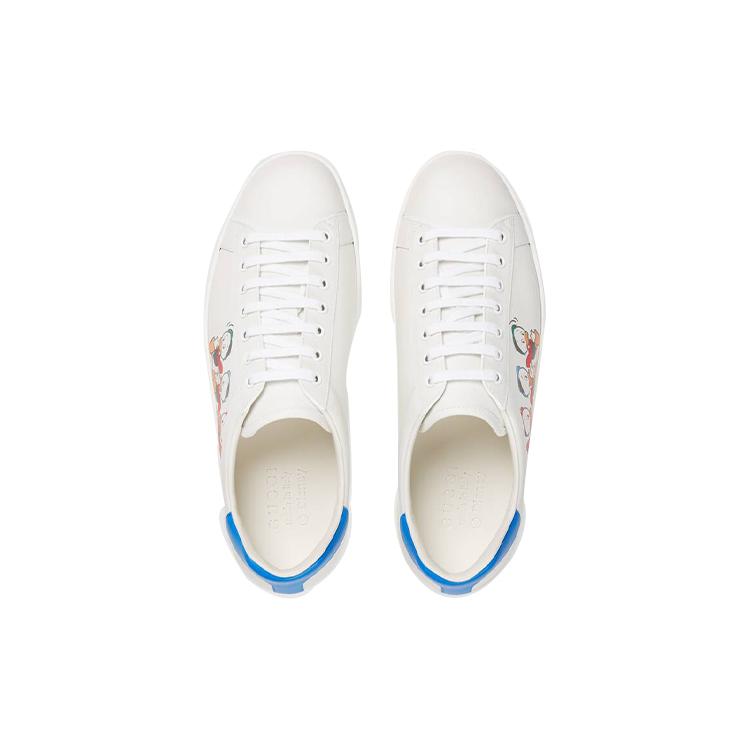 Gucci Ace 'Huey , Dewey Louie - White' (Unisex) White / White / Blue Skate Shoes 649398 AYO70 9062