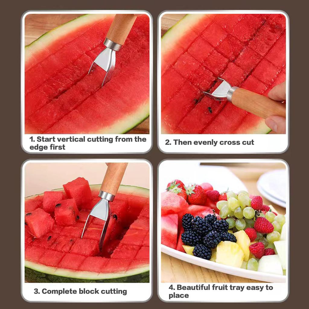 Watermelon Windmill Cutter Fork Slicer Melon Baller Scoop Cutter Slicer Tool Stainless Steel Watermelon Digger Kitchen Tools 4