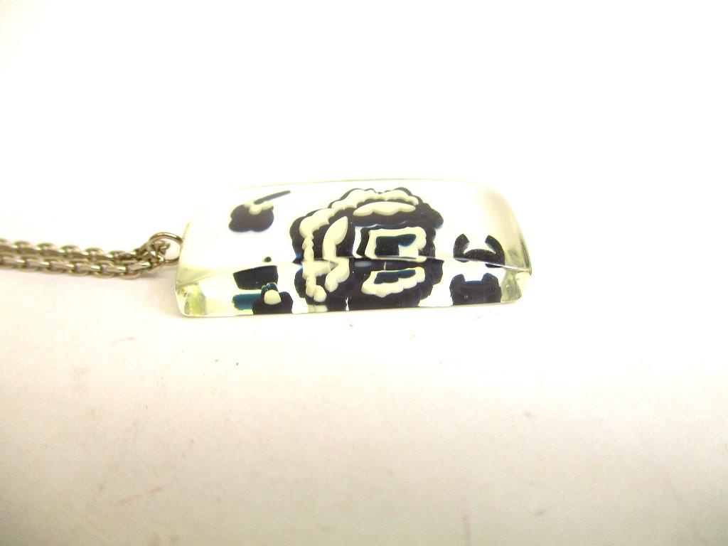 Authentic CHANEL CC Logo Camellia Motif Plastic Plated Silver Chain Necklace #9786 Refurbished