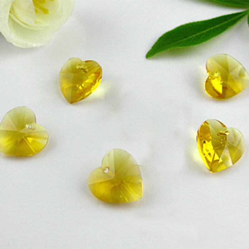 Аксессуары Подвески Изготовление ювелирных изделий Разноцветные стеклянные подвески Свободные разделительные бусины Craft DIY 10 шт 14 мм Кристалл Сердце