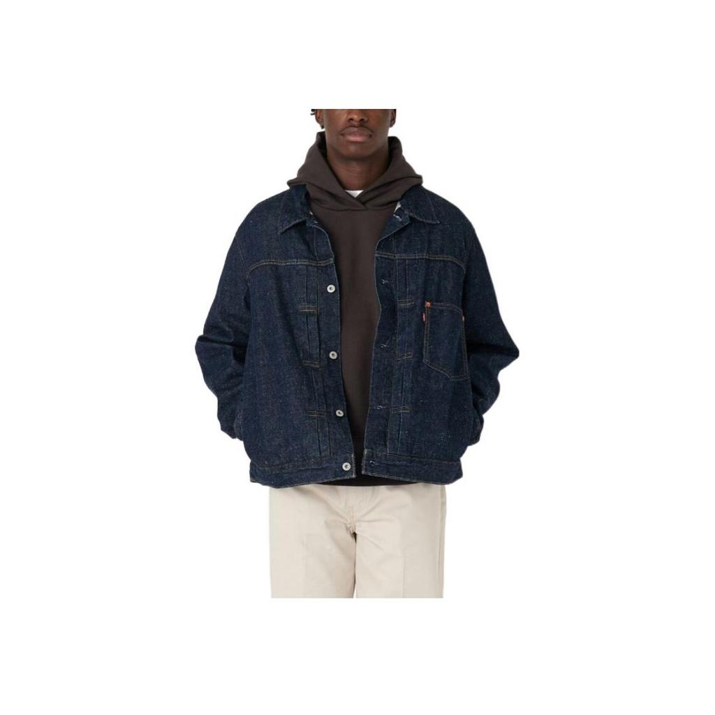 Levis однотонная джинсовая куртка с воротником на пуговицах и длинными рукавами, мужская верхняя одежда, синяя A3174-0002