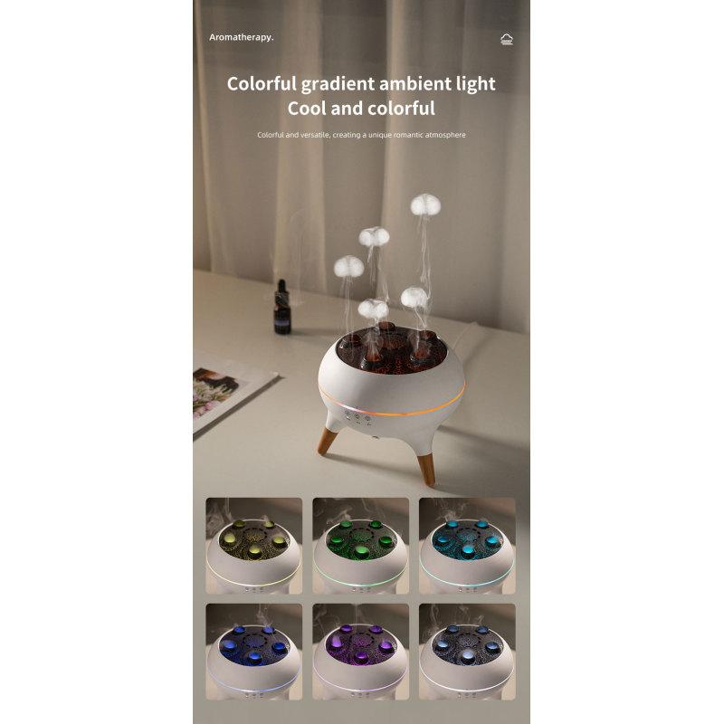 Цветной градиентный ночной свет, двухскоростной кинетический увлажнитель воздуха в форме медузы, большой резервуар для воды, аромадиффузор