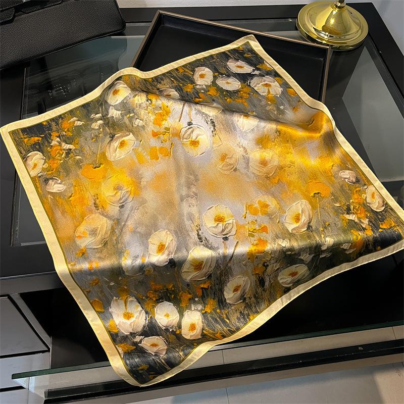 New 100% Natural Real Silk Scarf Women Bandana Square Scarves Wrap Kerchief Mulberry Fashion Luxury High Quality Hijab For Lady