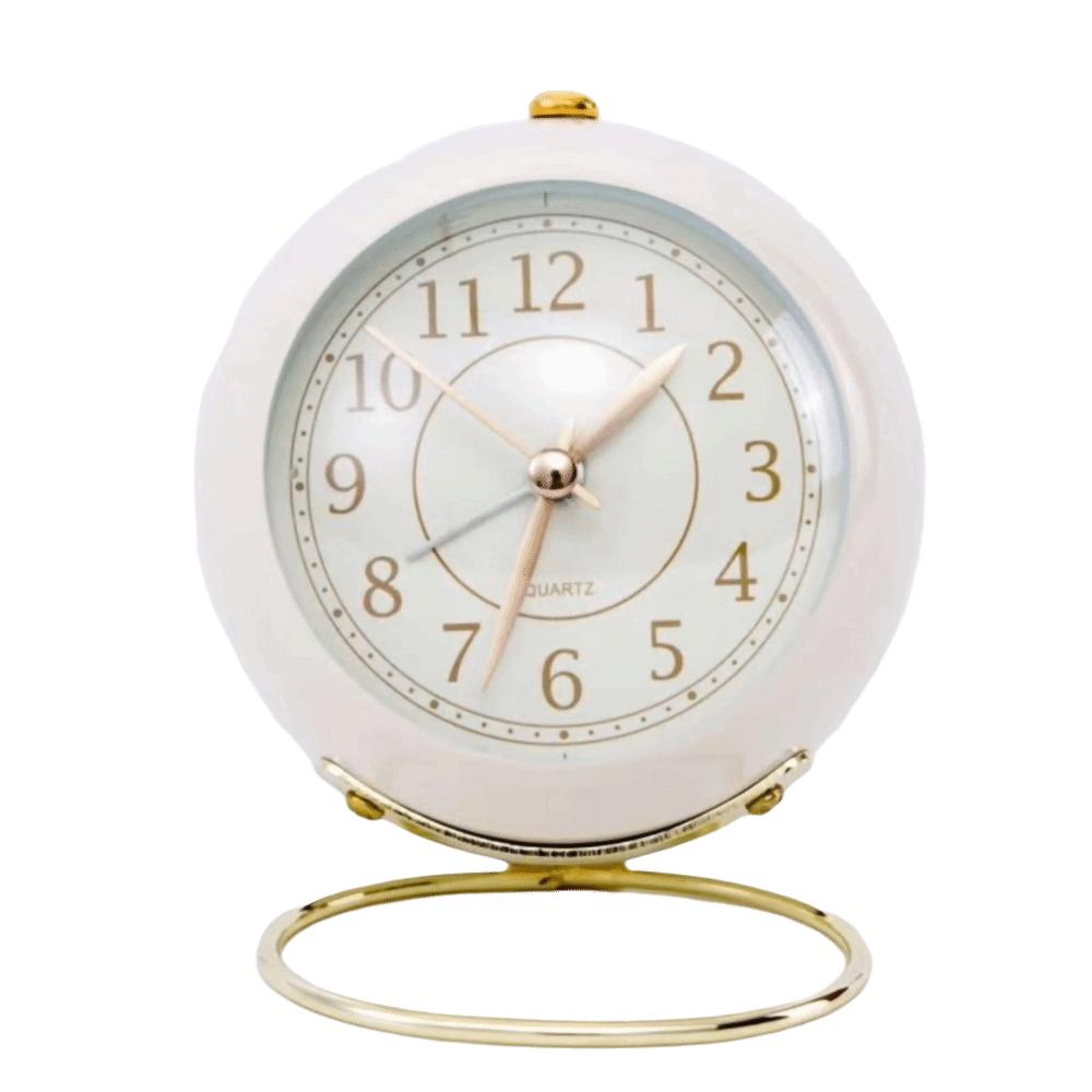 ABS Round Alarm Clock 3.54x4.33in Quartz Alarm Clock Cute Tabletop Clock For Bedroom