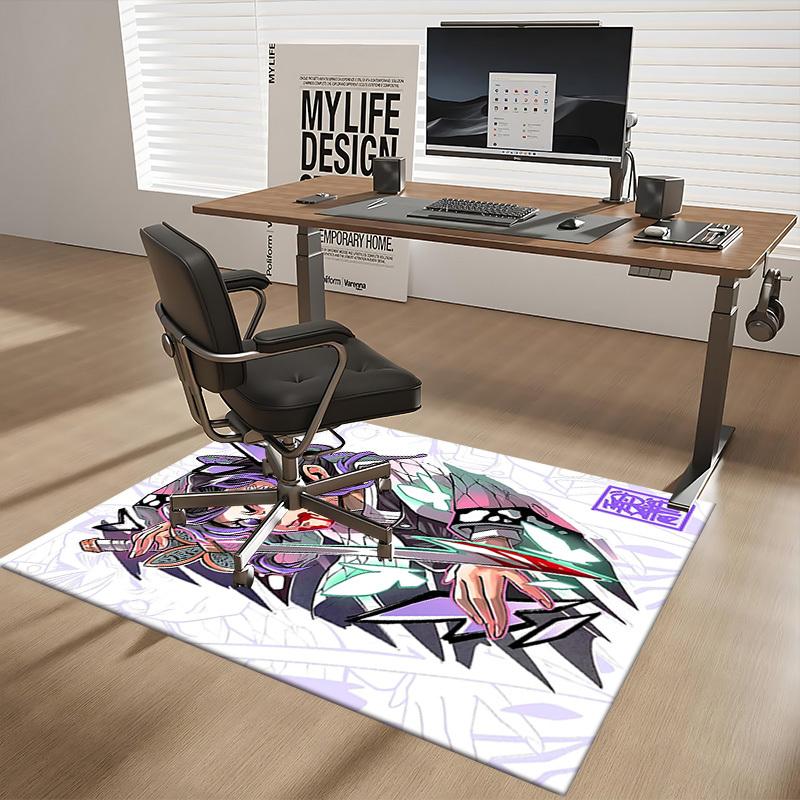 1pc Demon Slayer Shinobu Kocho Design Chair Mat - Sweet! Non-Slip Carpet for Office, Home Decor, Living Room, Bedroom, Game Room - Perfect Gift for An