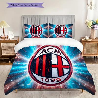 Постельное белье с узором AC Milan Комплект одеял Покрывало Наволочка Домашний Декор Подарок на День Рождения (1 пододеяльник + 2 наволочки, без наполнителя)
