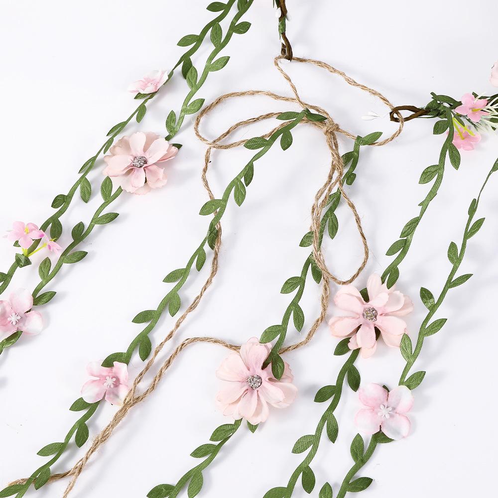 Women Girls Vine Flower Rattan Headband Bride Flower Crown Hairband Hair Accessories Wedding Party Spring Wreath Headwear 2025