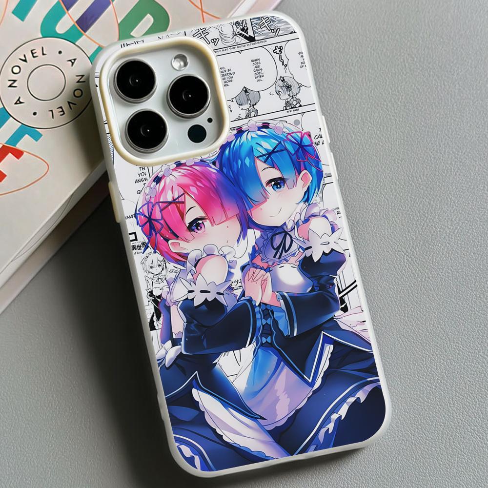 ReZero Рем Рам Желе Двухслойный Белый Чехол для Мобильного Телефона для iPhone 17 16 15 14 13 12 11 Air Pro Max Plus Защитный
