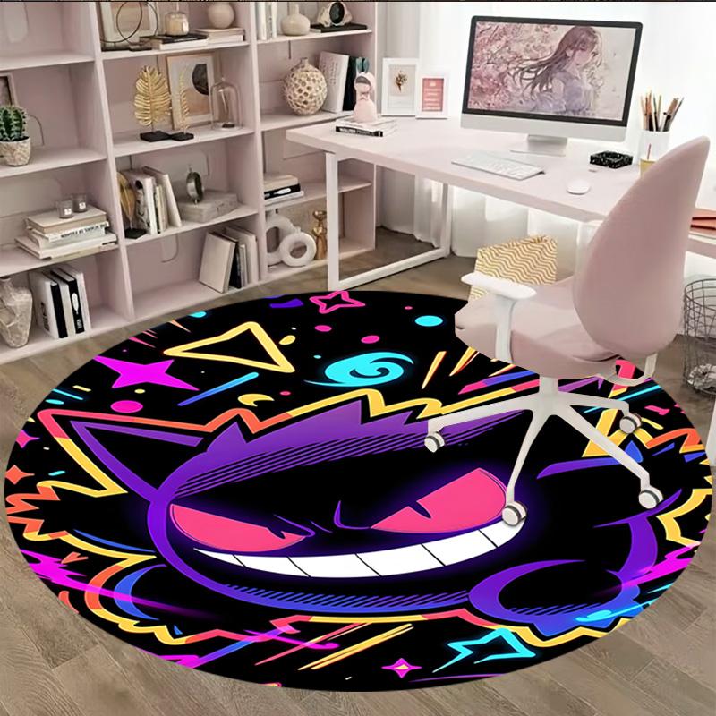 1pc Gengar2 Print Round Carpet Chair Round Carpet Suitable for Bedroom Living Room Home Decorative Carpet