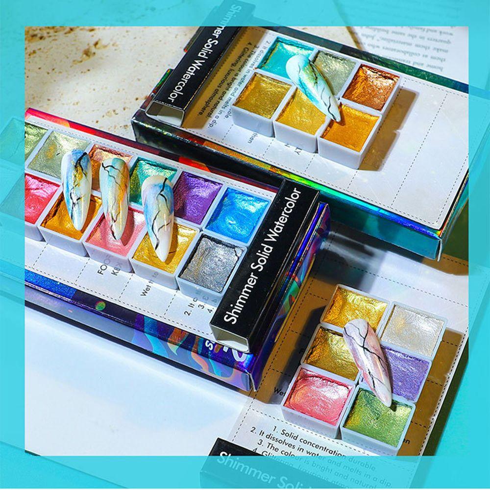 Горячий для художника Живопись Ручная роспись Ногтей Перламутровый пигмент Твердый Металлический Акварель