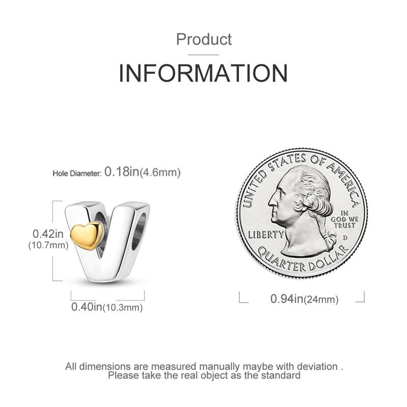 Шармы Оригинальные Сердце Серия Английский Алфавит Бусина Подходит для Браслетов Ожерелье Женский Шарм Медь Роскошь Сделай Сам Ювелирные Изделия Подарки