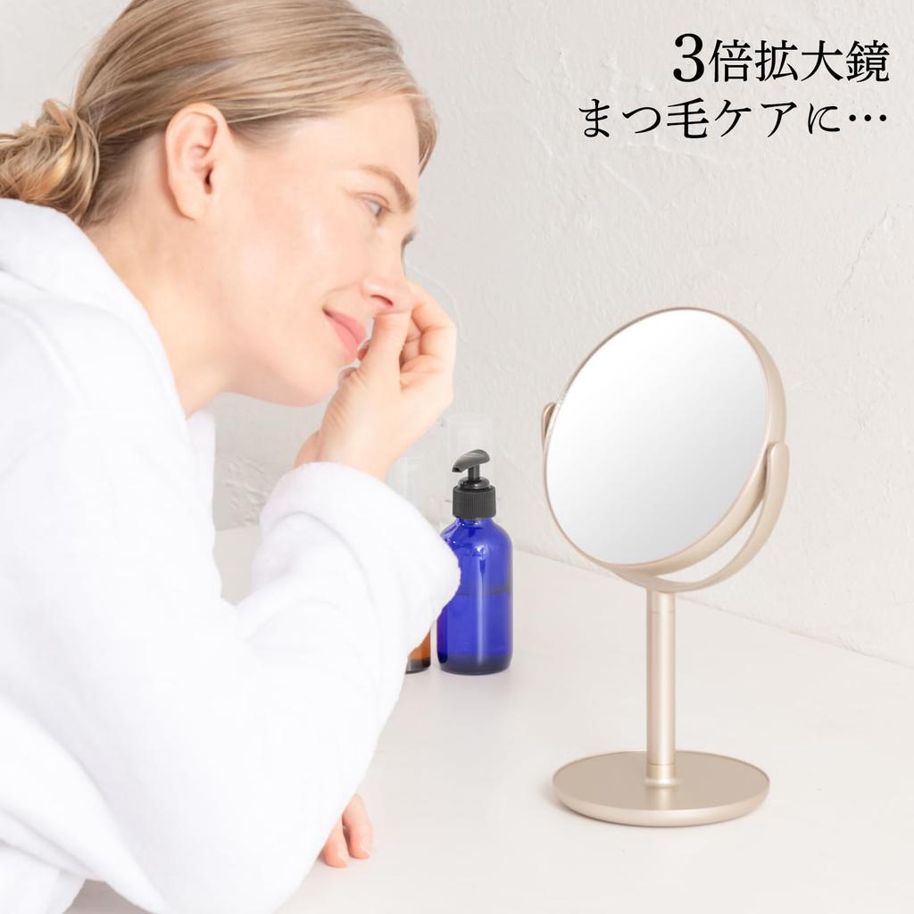 HORIUCHI MIRROR Двустороннее настольное зеркало с 3-кратным увеличением для детального рассмотрения - Настольное зеркало - Идеально для подарка на Рождество и День матери