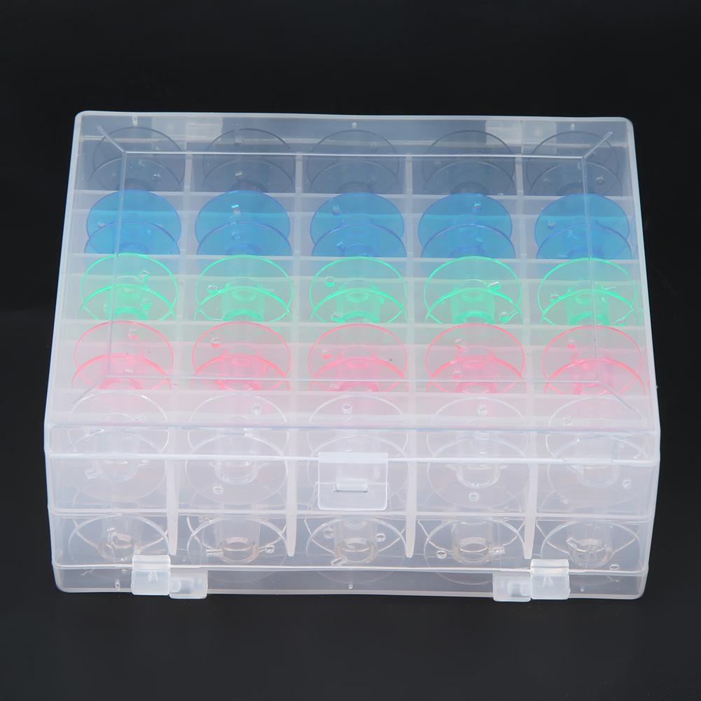 50 шт. двухэтажные пластиковые коробочные цветные прозрачные пластиковые шпульки для швейной машины