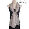 Spring Summer Thin Silk Scarf 153x30cm Pearl Decorative Small Long Scarf Soft Embroidered Flower Women Lace Shawl