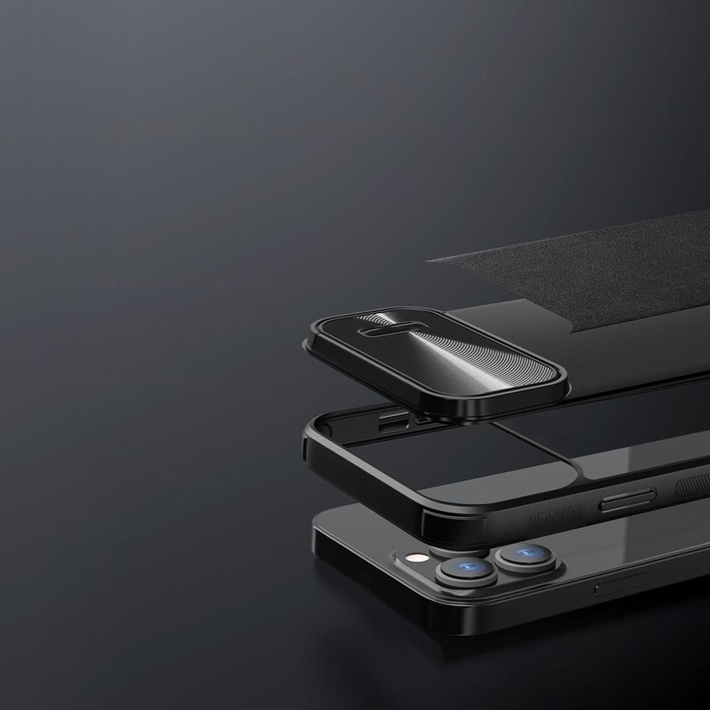 Чехол Nillkin CamShield Leather S для iPhone 14 Pro Max - черный чехол для камеры